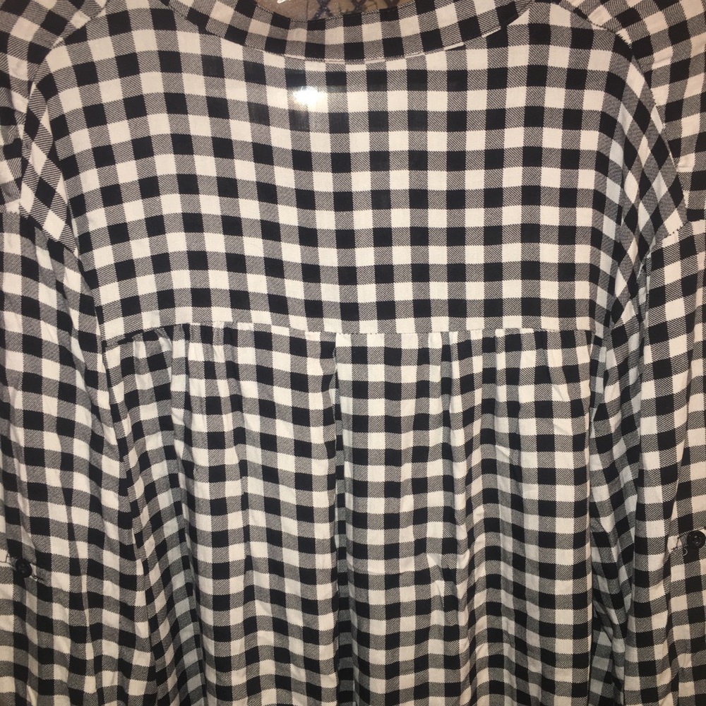 Oyamiki Long Sleeve Checkered pullover blouse